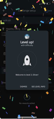 Count.It screenshot: Count.It challenge participants level up for glory and prizes.