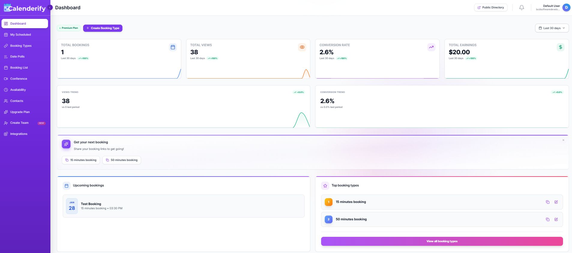 Calenderify screenshot: Calenderify Dashboard