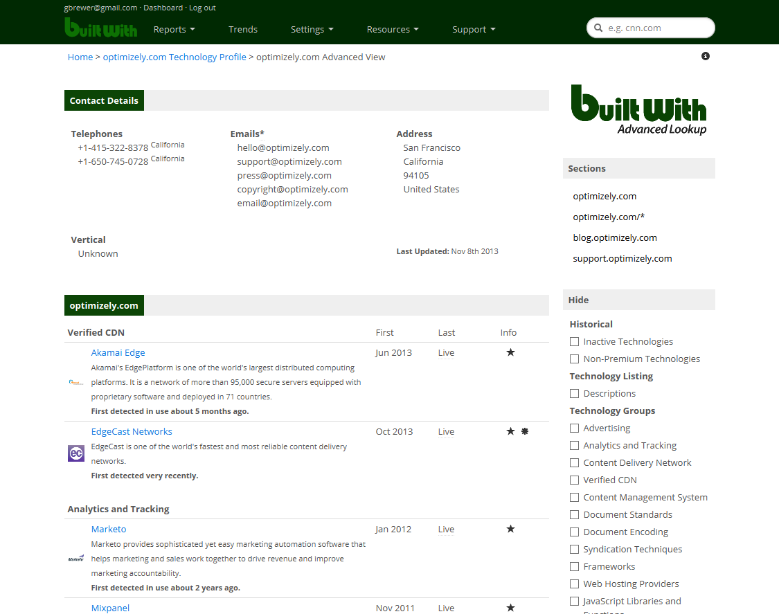 BuiltWith Software - Advanced Full Site Lookup