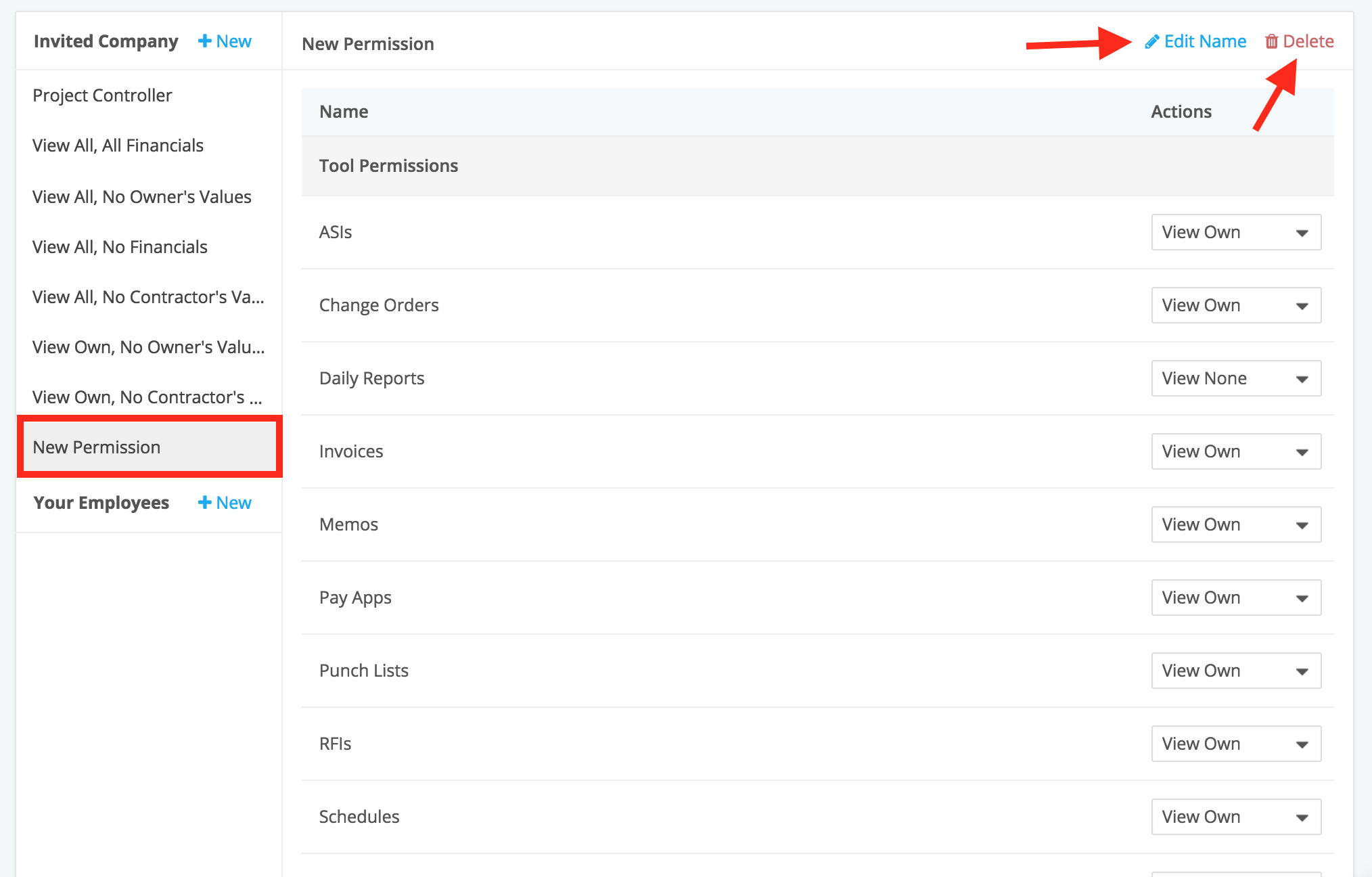 Set project permissions