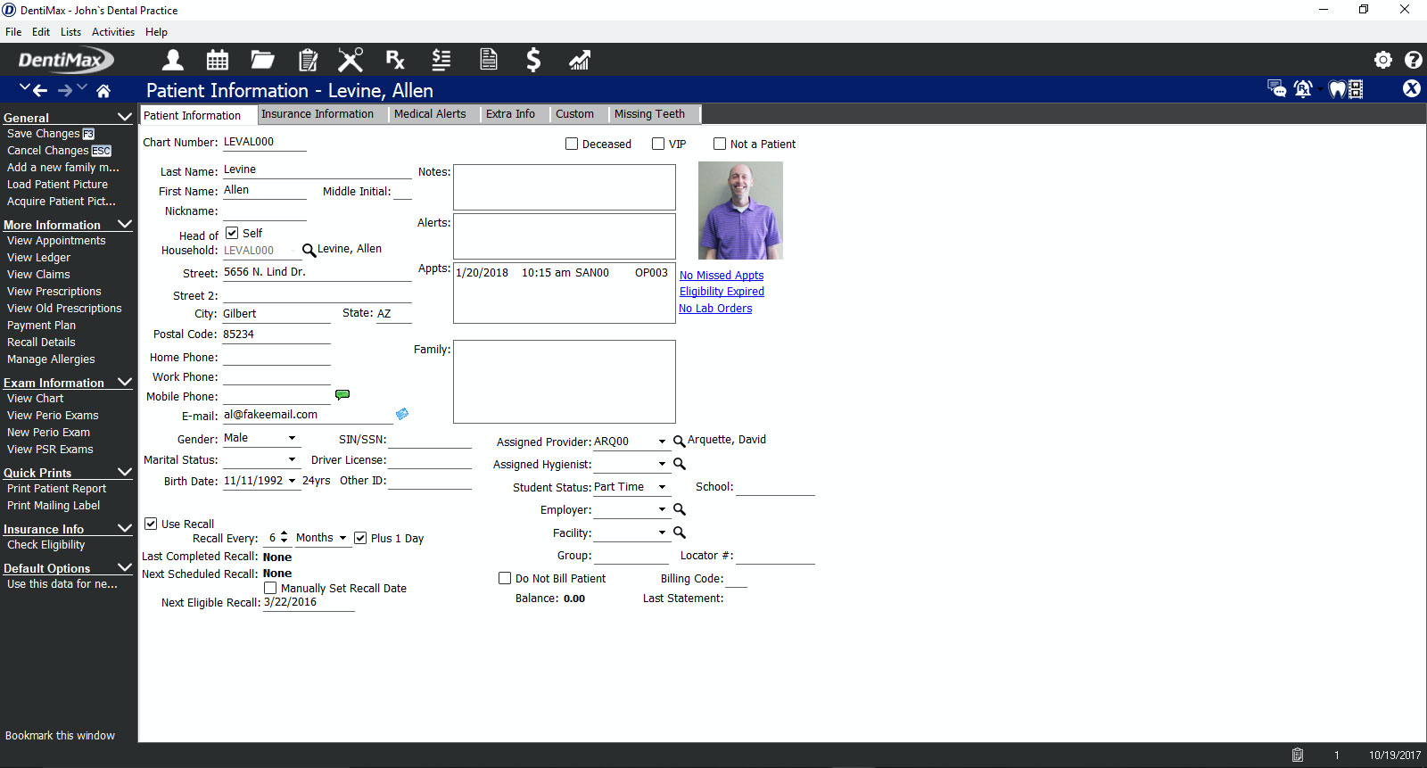DentiMax Software - Patient Screen