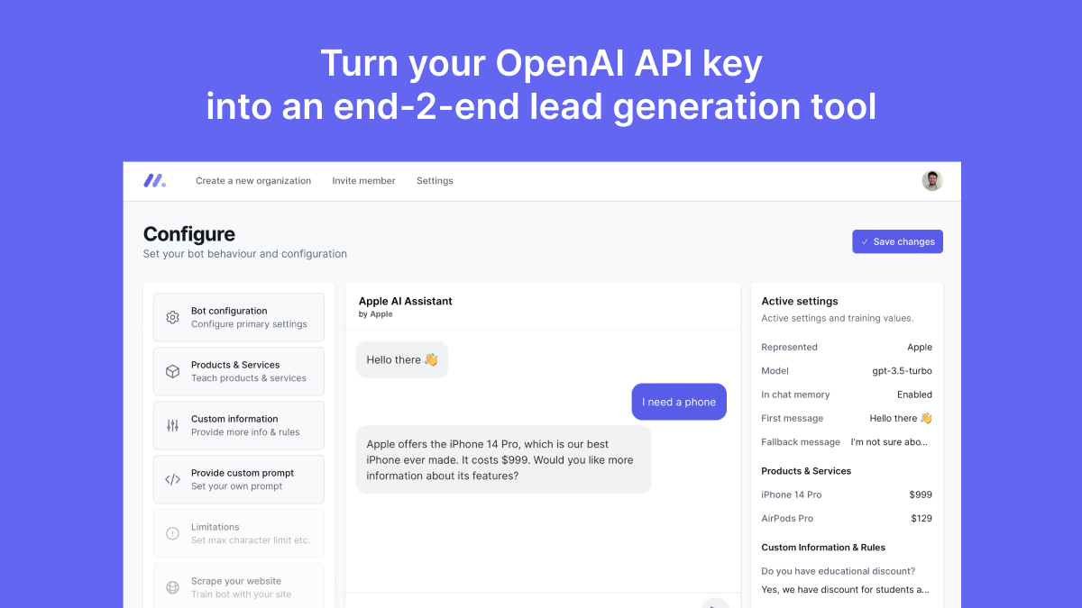 Turn your OpenAI API key into an end-2-end lead generation tool.