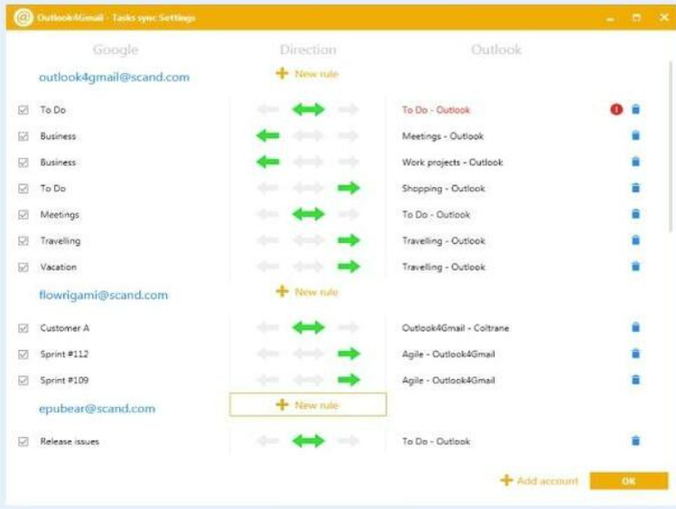Outlook4Gmail screenshot: Outlook4Gmail tasks syncing