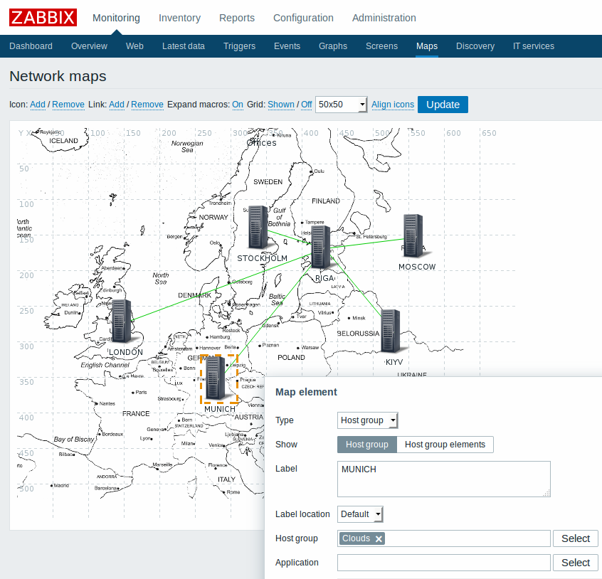 Zabbix network map