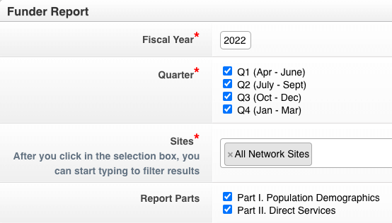 Collaborate screenshot: Collaborate funder report