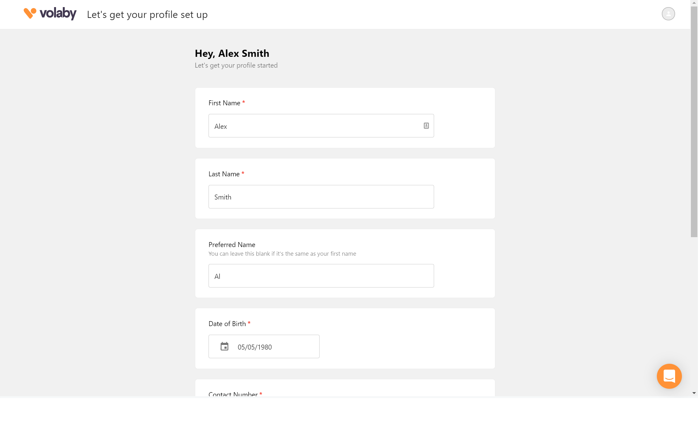 Volaby screenshot: Allow volunteers to build a profile to apply for your organisations (full configurable for managers)