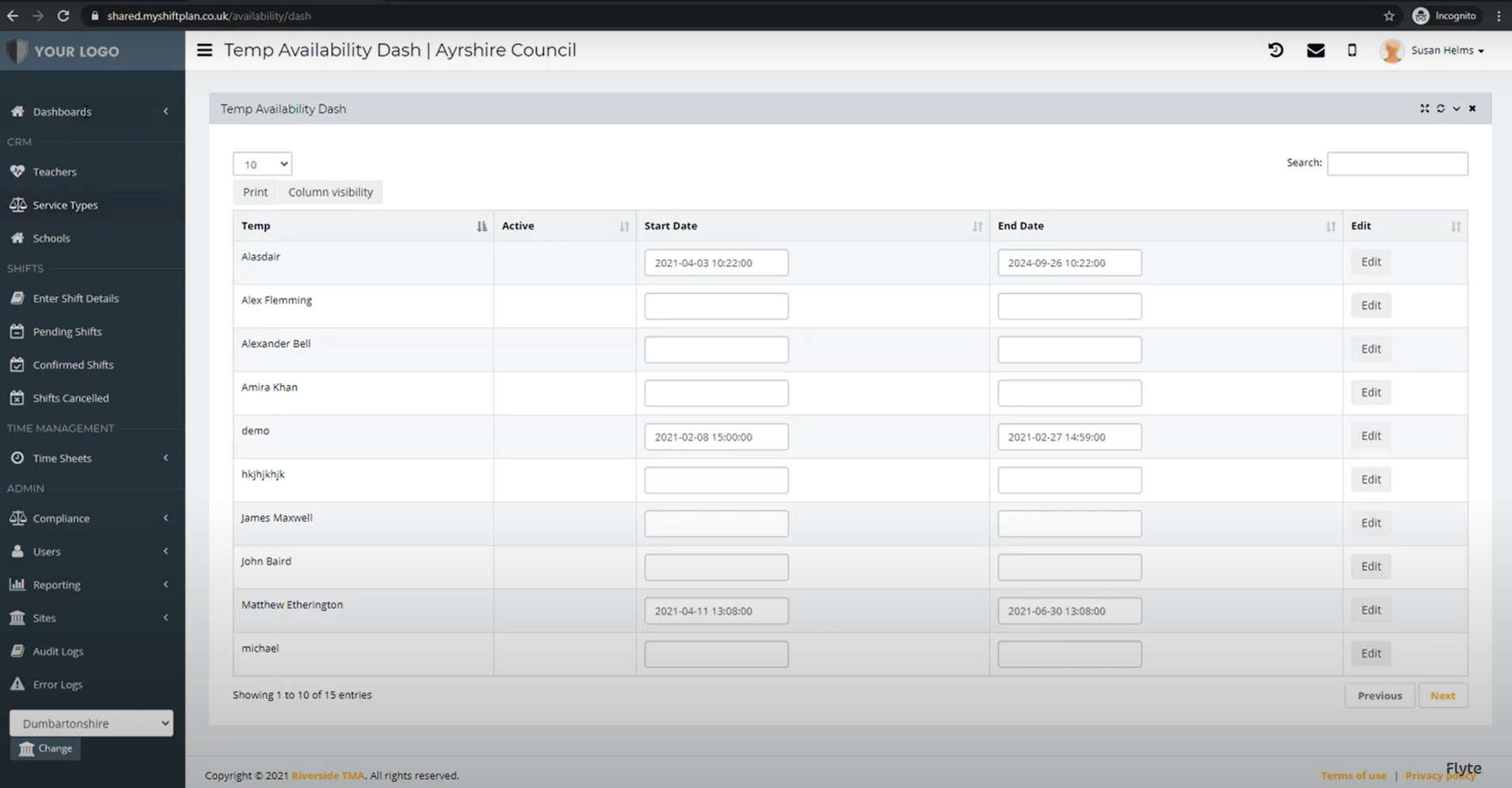 ShiftPlan Software - ShiftPlan temp availability