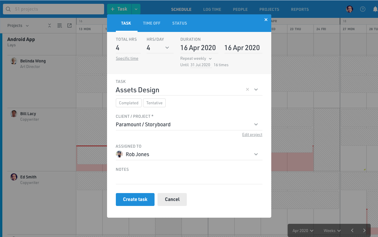 Float task creation