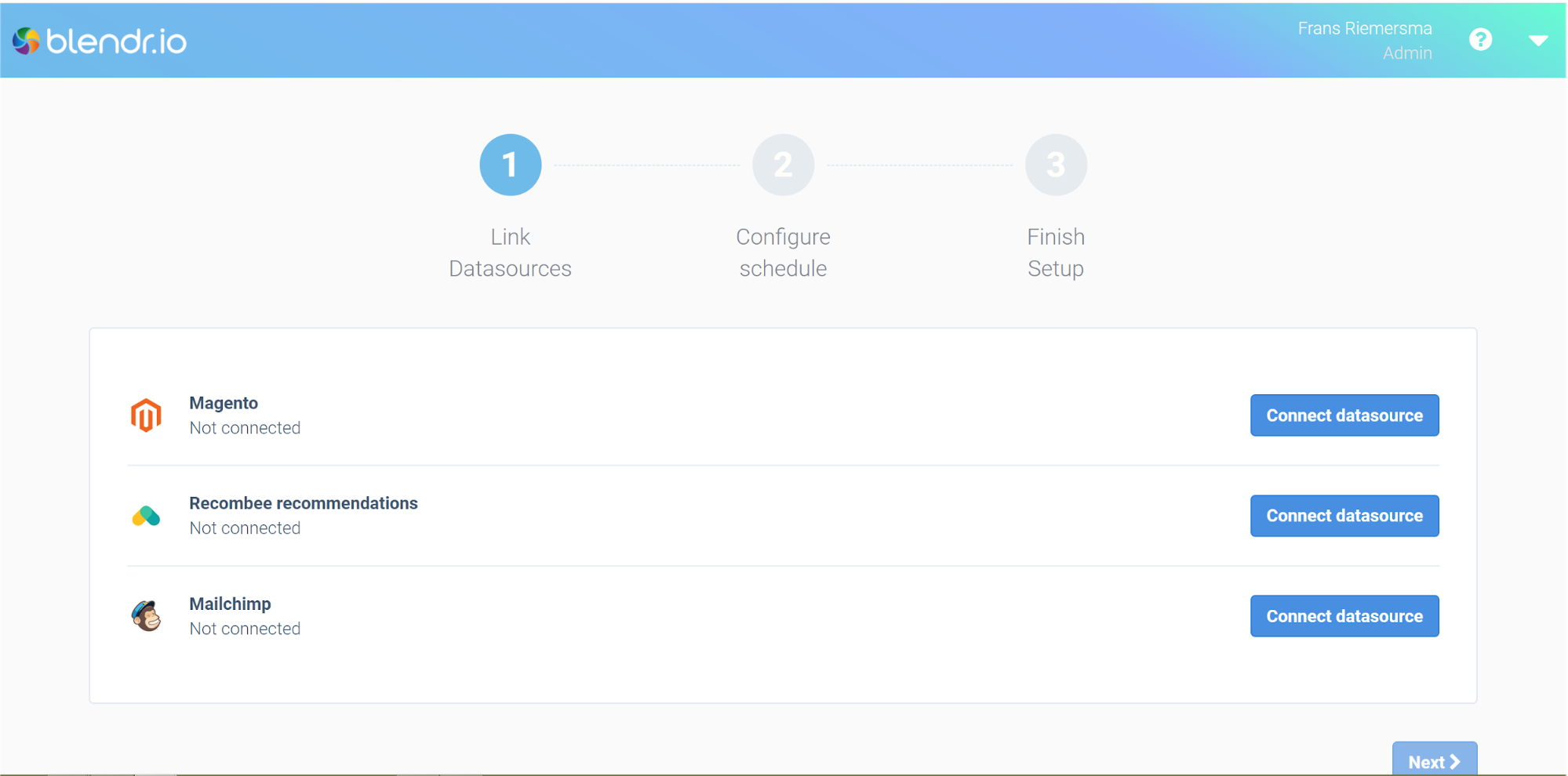Blendr.io screenshot: Blendr.io link data sources