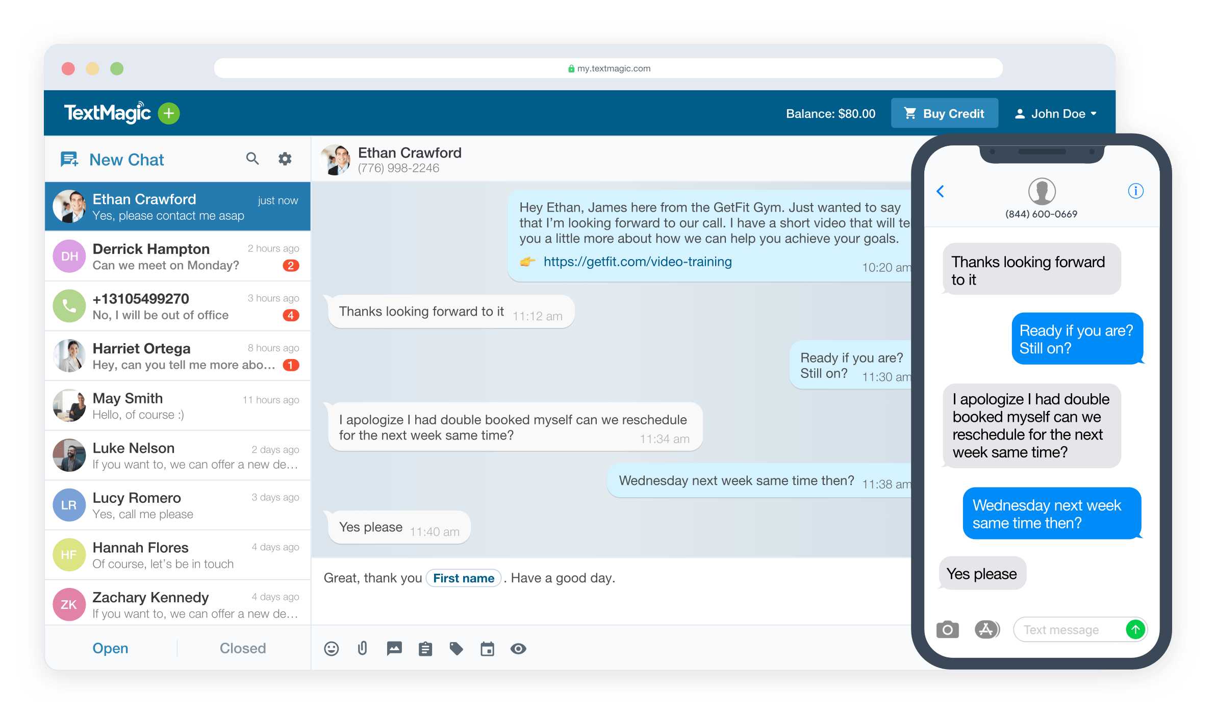 TextMagic Software - Deliver quick responses to urgent questions from the TextMagic two-way SMS chat panel.