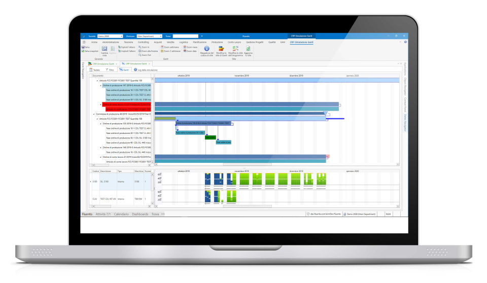 Fluentis ERP screenshot: Fluentis ERP production planning view