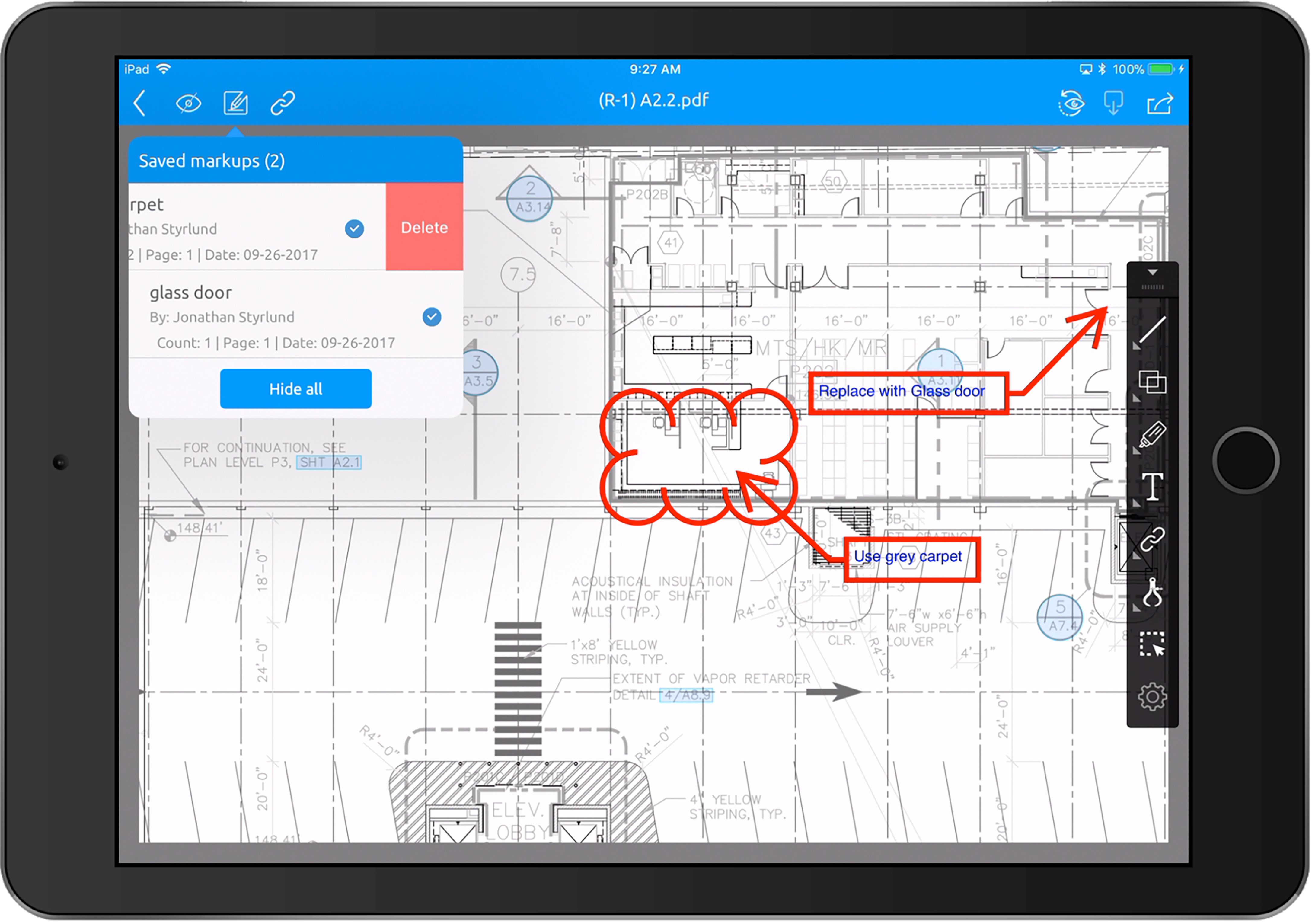 SKYSITE screenshot: Markup and share construction documents from any device