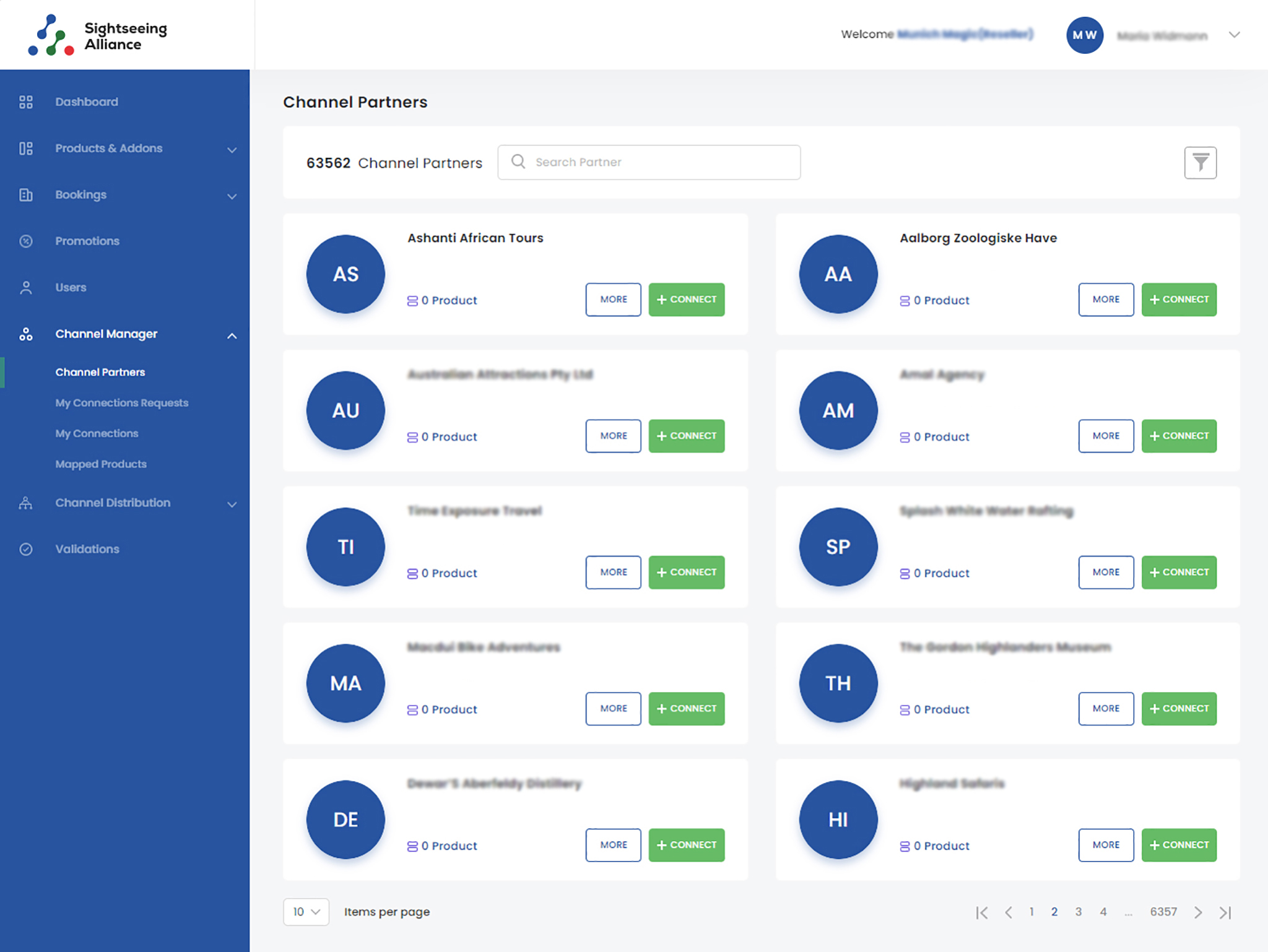 Sightseeing Alliance screenshot: Sightseeing Alliance channel manager list