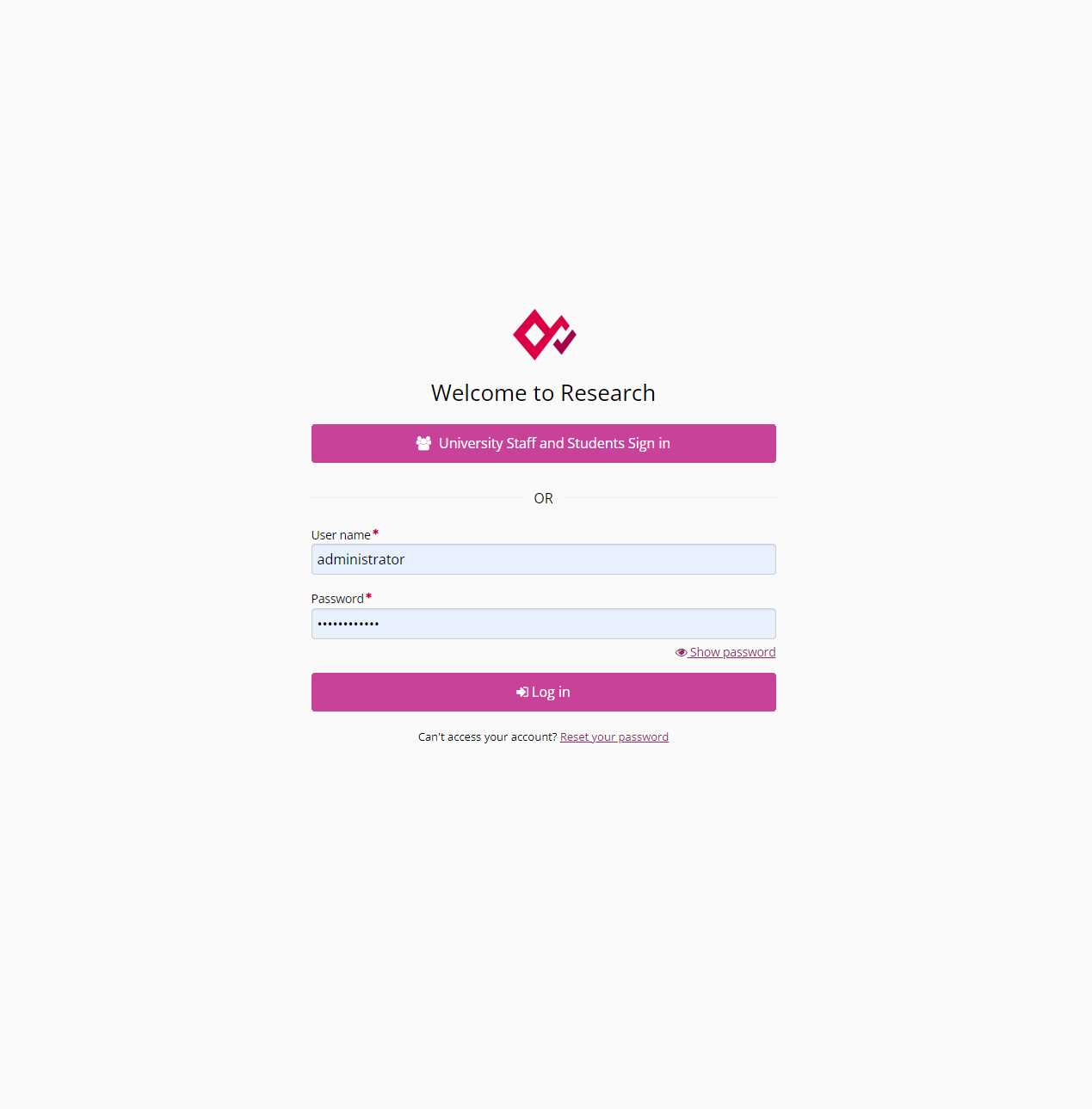 OmniStar Research screenshot: Portal Login Page
