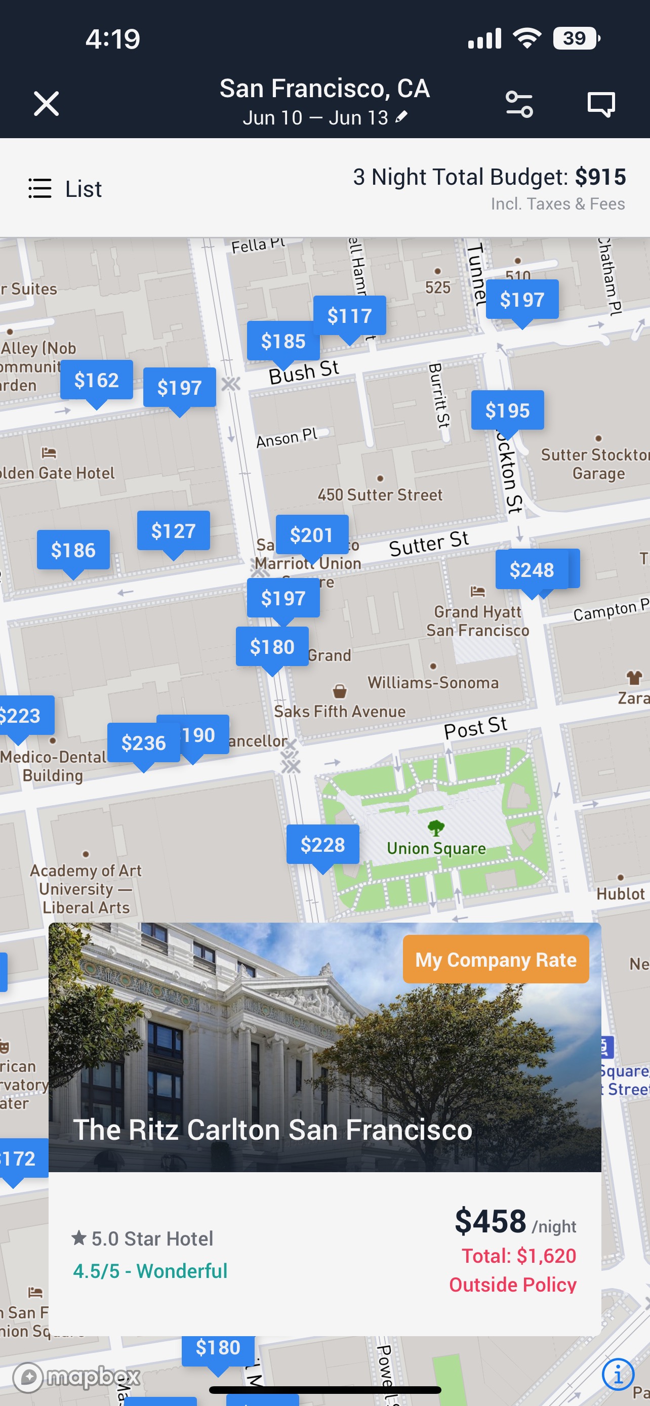 Hotel search maps