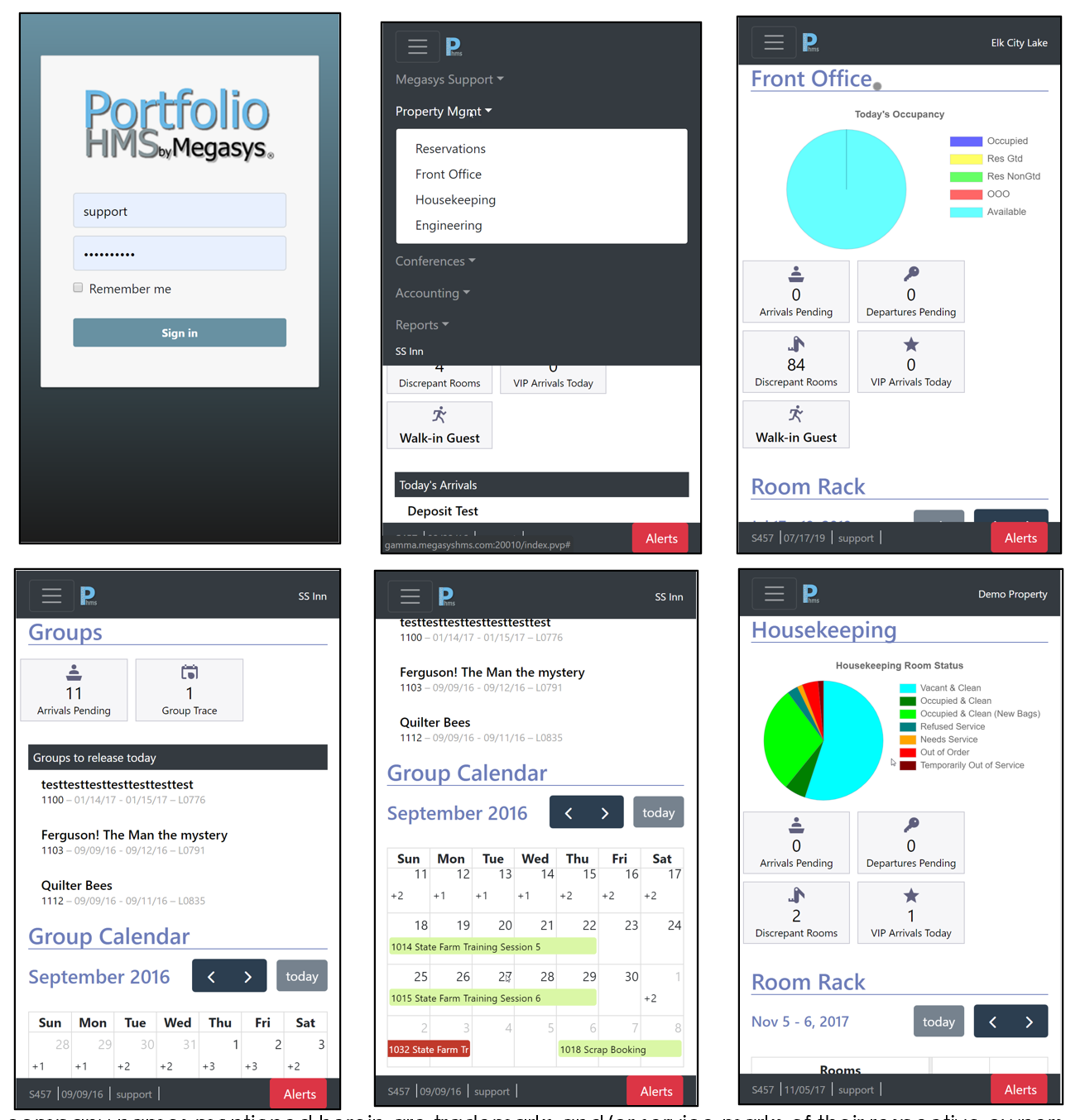 Megasys screenshot: Portfolio HMS & GuestHOST, on any browser on any device! 