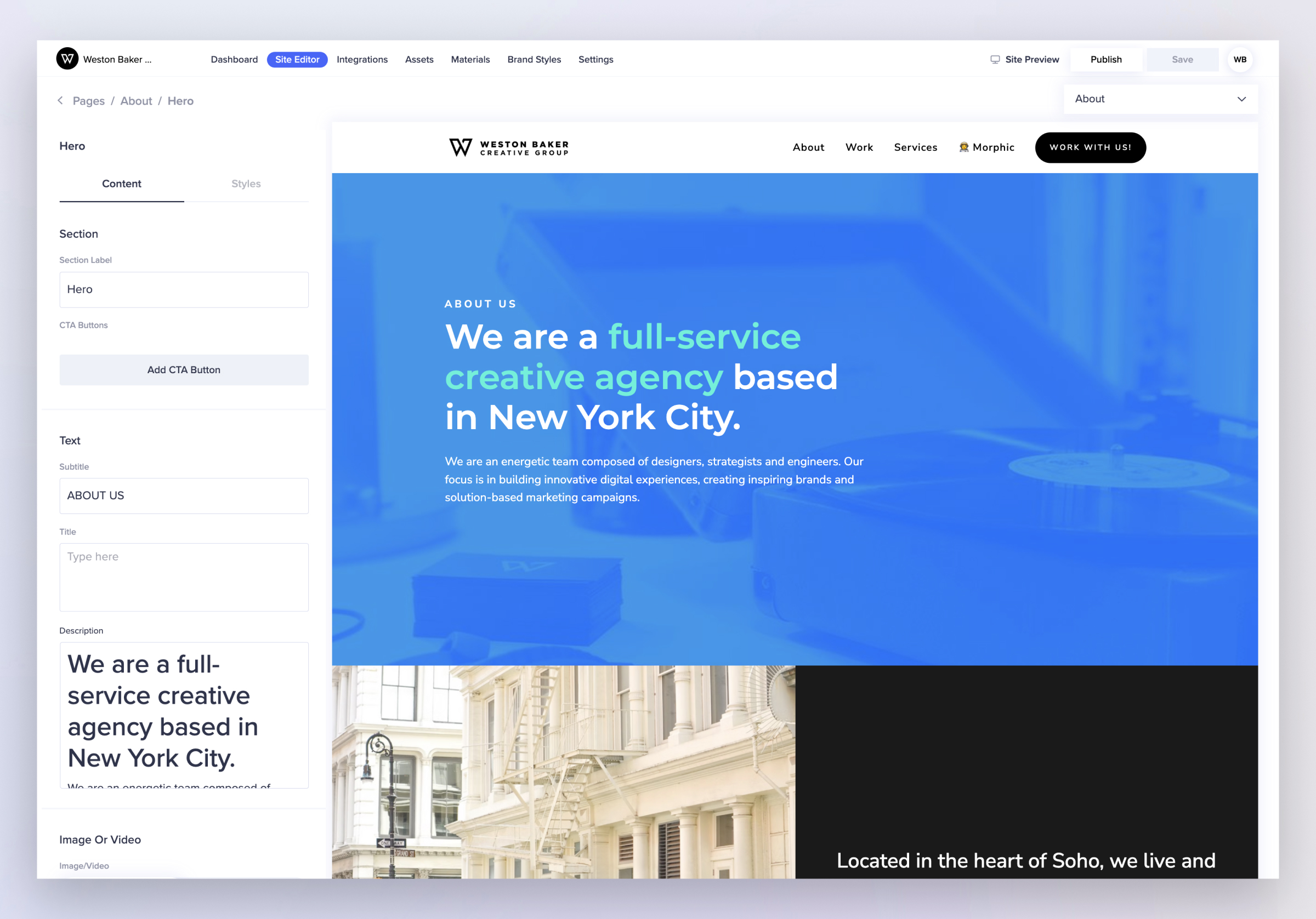 Morphic Software - Morphic Site Editor - Section Content