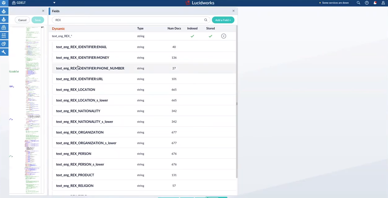Lucidworks Fusion screenshot: Lucidworks Fusion fields