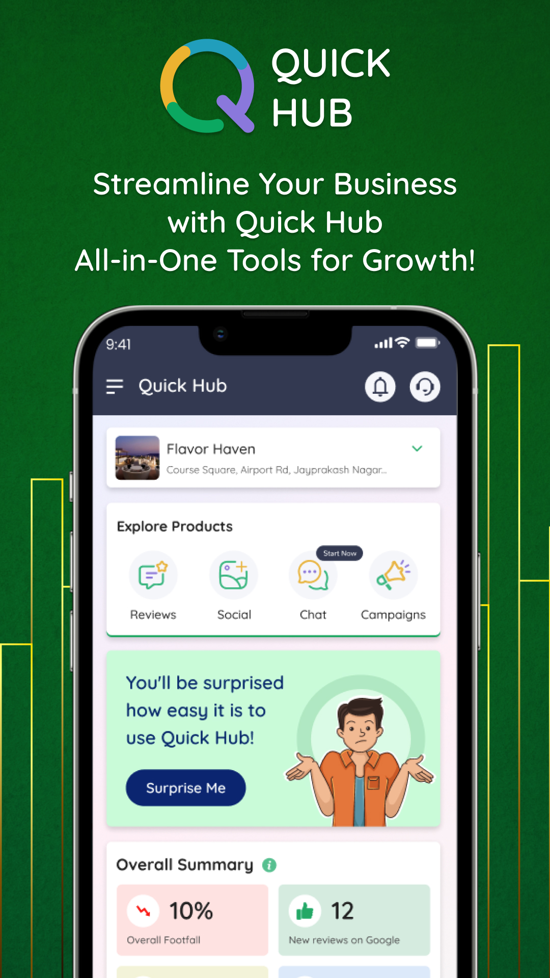Quick Hub screenshot: Quick Hub home page
