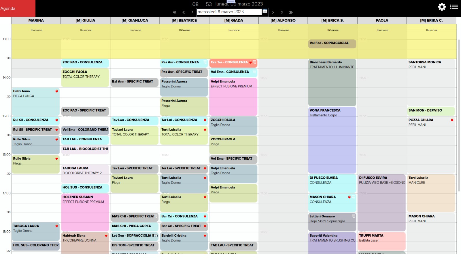 Exagon Plus screenshot: Booking and Agenda