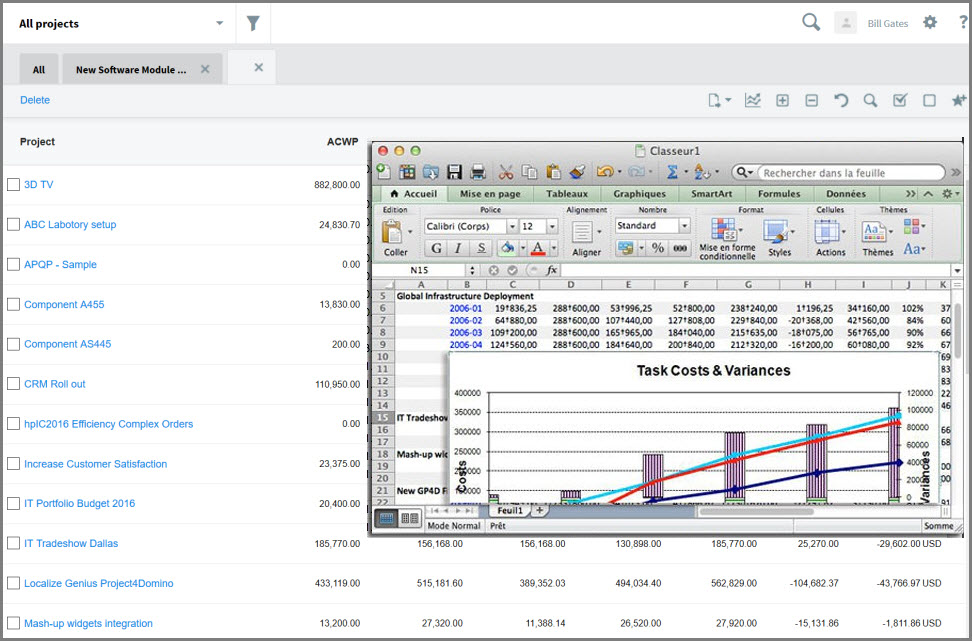 Cerri Project Software - Project reporting MS Excel