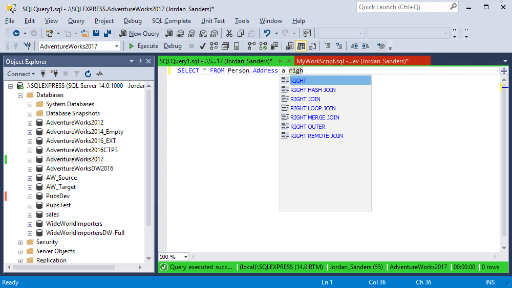 dbForge SQL Tools screenshot: dbForge SQL Tools keywords suggestion