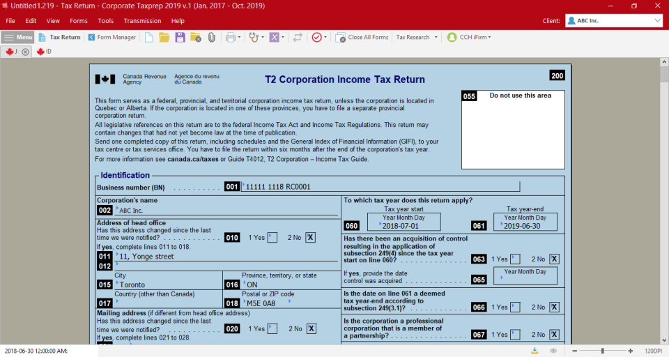Taxprep Software - Income tax return statement