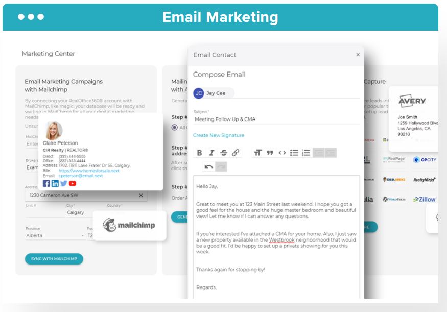 RealOffice360 email marketing