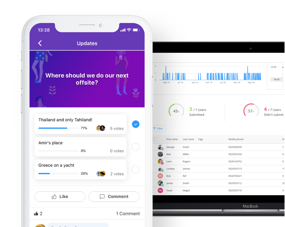 Streamline internal communication with robust features like live polls, chat, surveys and more