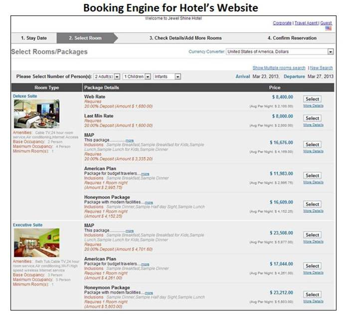 Booking engine for hotel’s website