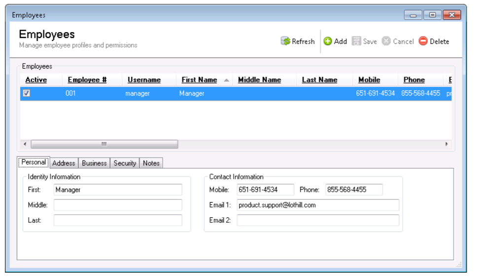 TimeDrop Time Clock screenshot: TimeDrop Time Clock employee profiles