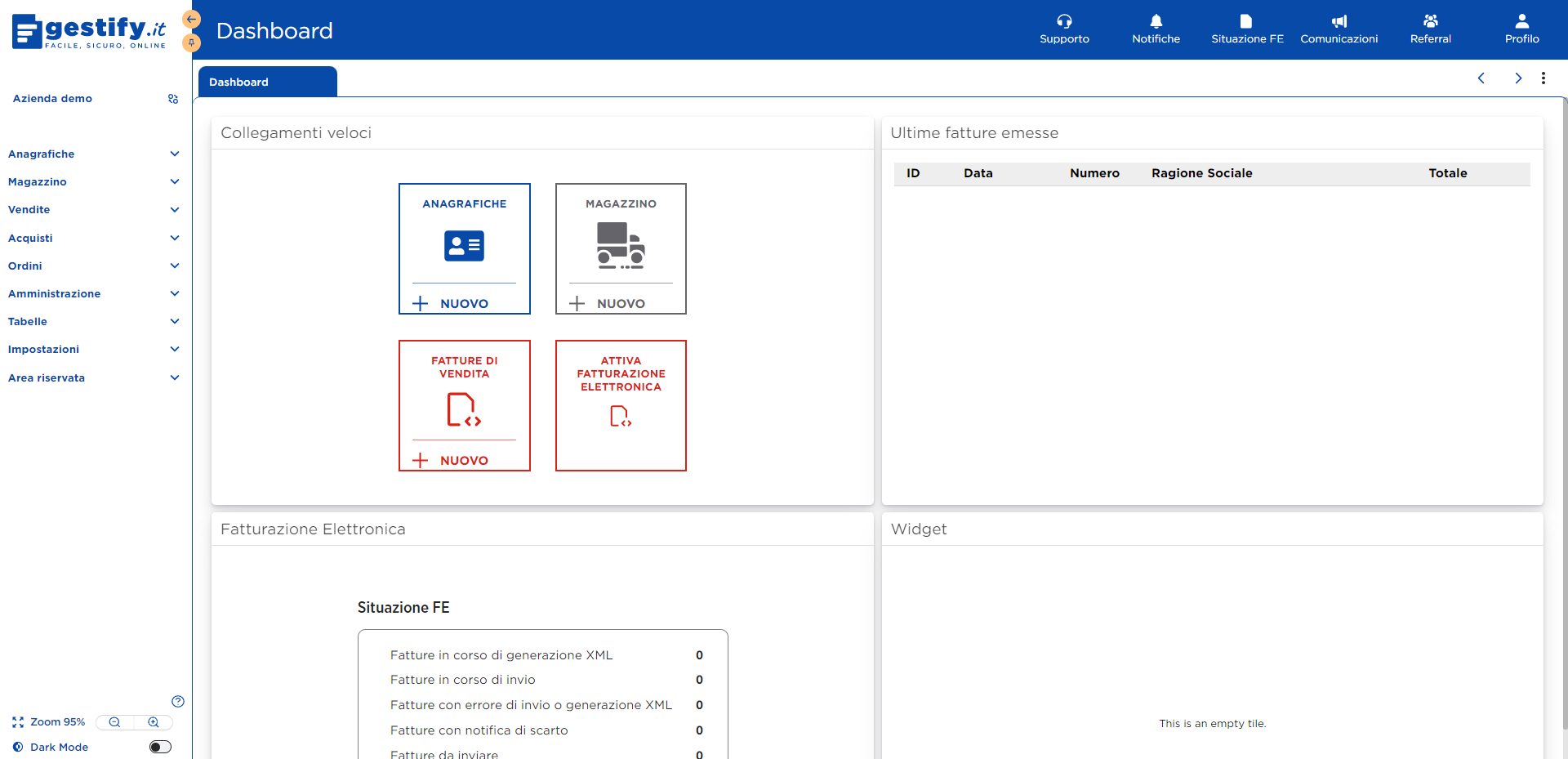 Gestify screenshot: Gestify dashboard