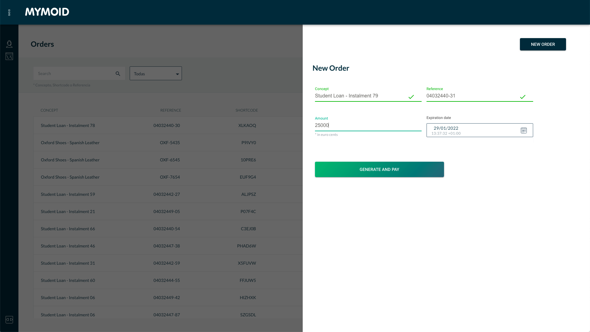 MYMOID screenshot: Collection Orders