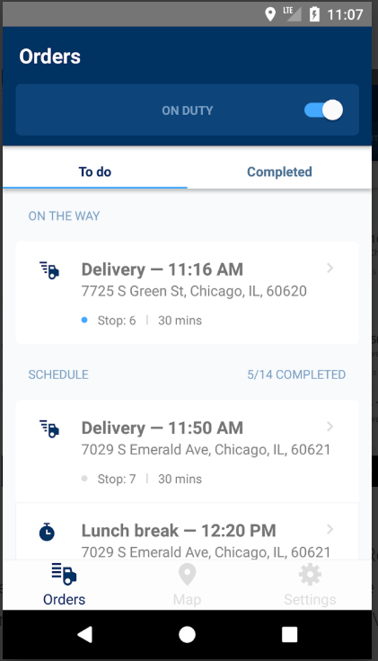 OptimoRoute delivery schedule