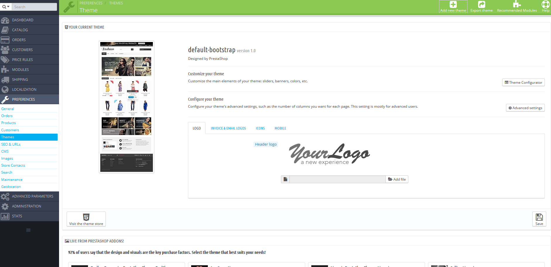 PrestaShop storefront theme
