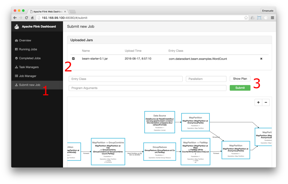 Apache Beam screenshot: Apache Beam job processing
