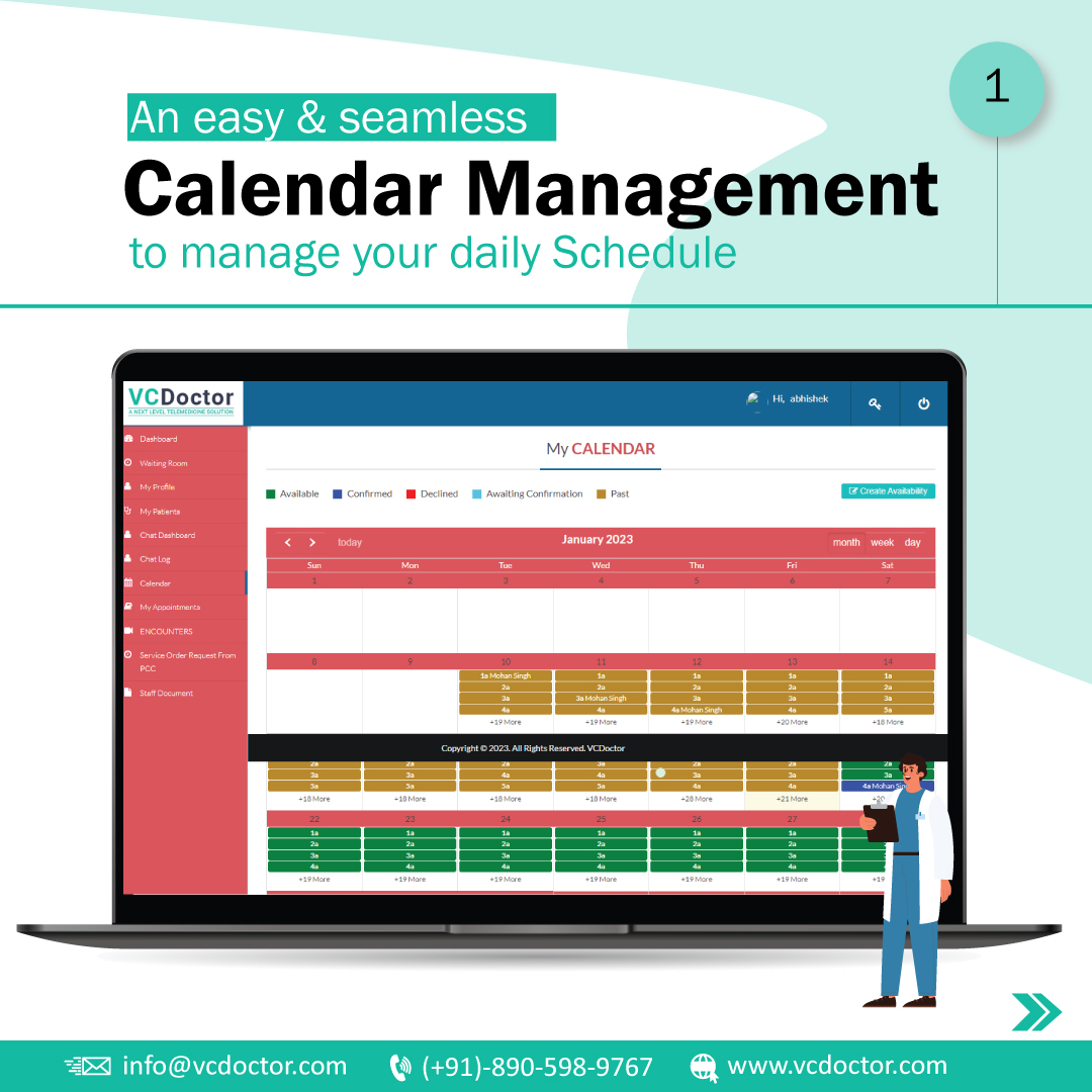 Patient Roaster and Calendar Management with Notification and Reminders
