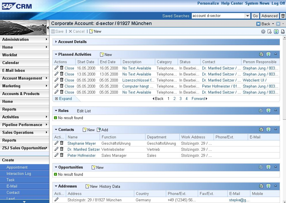 Demandbase One Software - Corporate accpunt view in SAP CRM On Demand