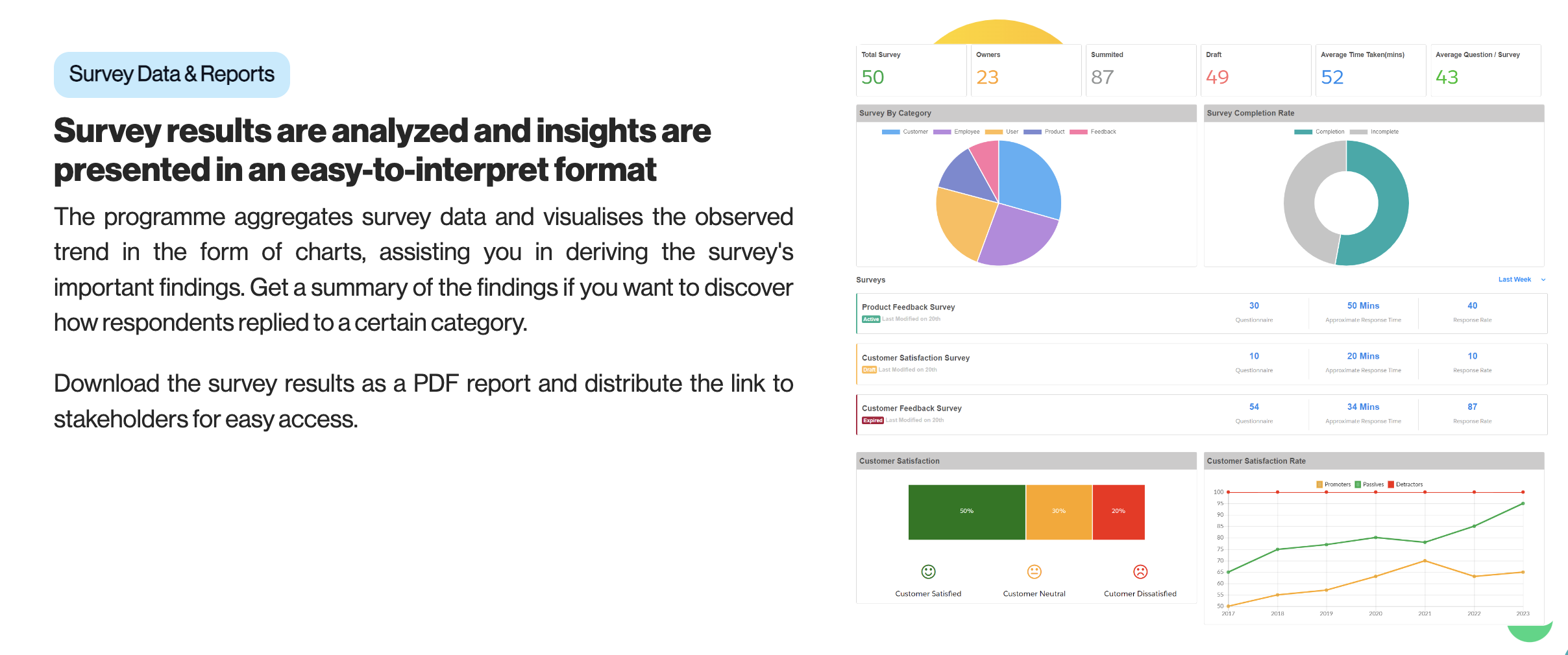 Arc Survey screenshot: Survey and data reports