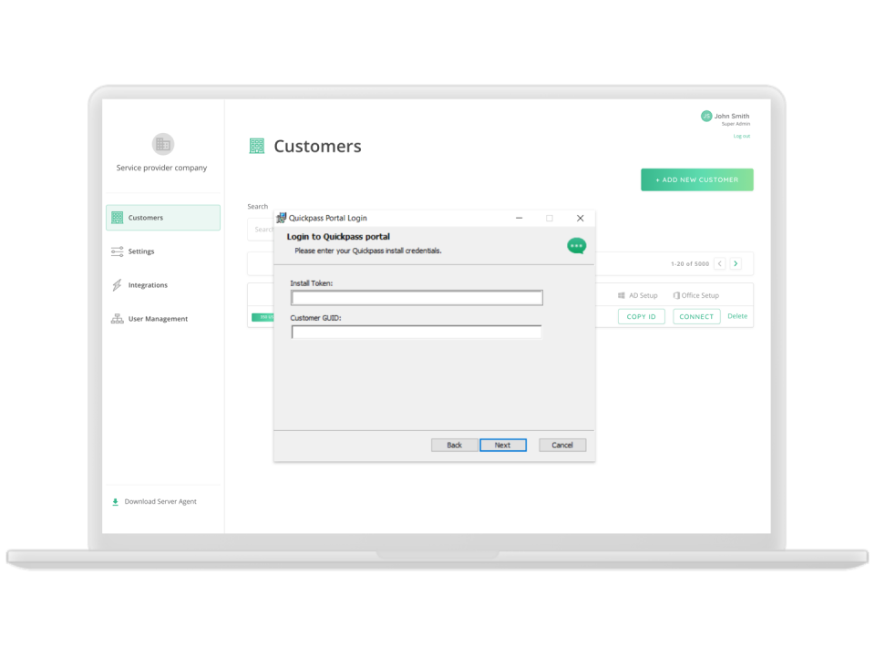 Quickpass multiple integrations