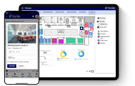 Facile screenshot: Facile delivers a clean, user friendly experience, plus a highly configurable admin back end. Configure rules, roles, locations, and booking logic to match your organisation, without costly customisation.