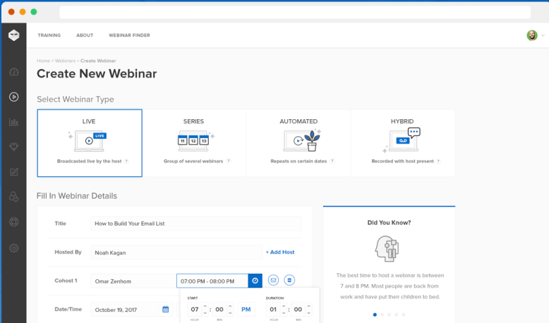WebinarNinja creating webinars