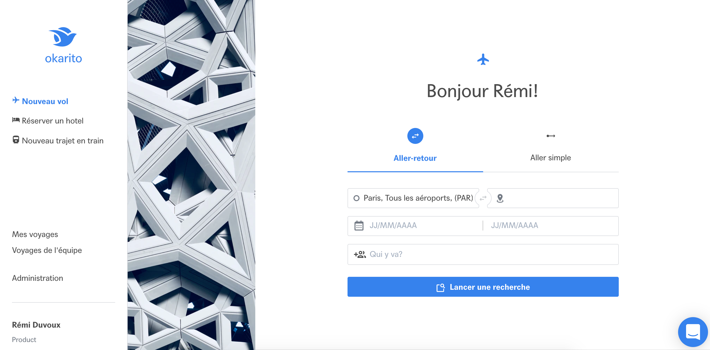 Okarito screenshot: Page d'accueil
