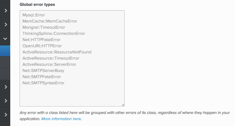 Airbrake automatically groups errors according to type