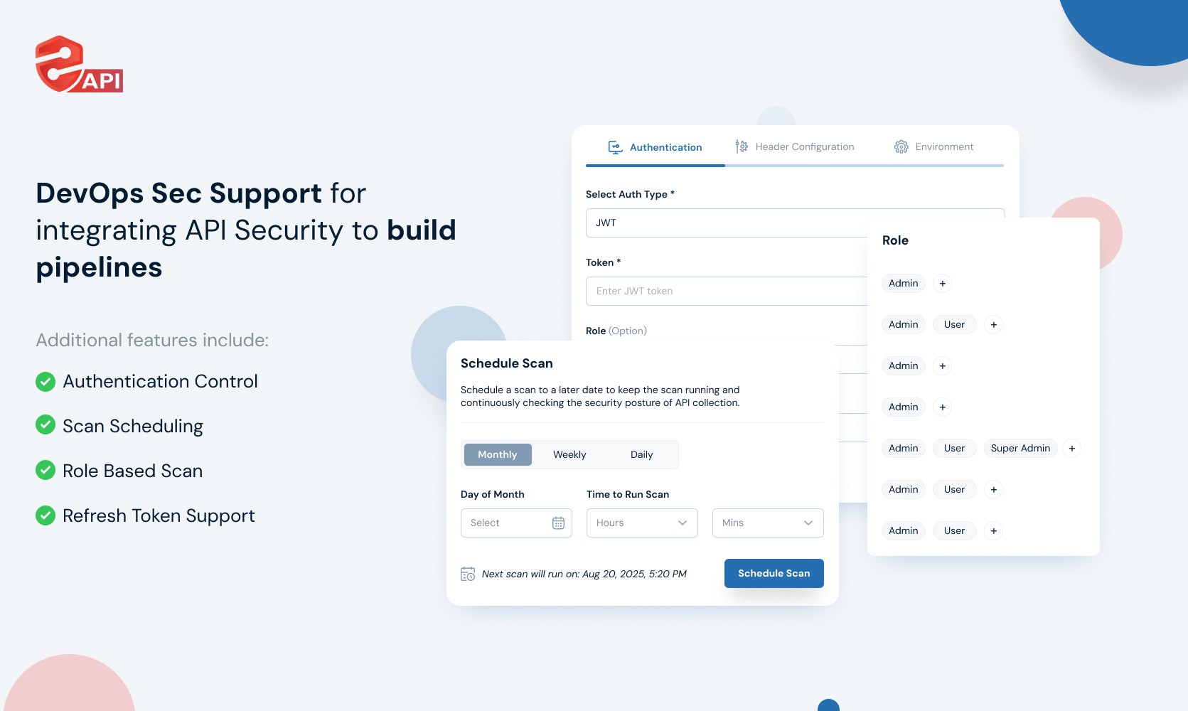 BugDazz screenshot: BugDazz authentication scan schedule role based scan