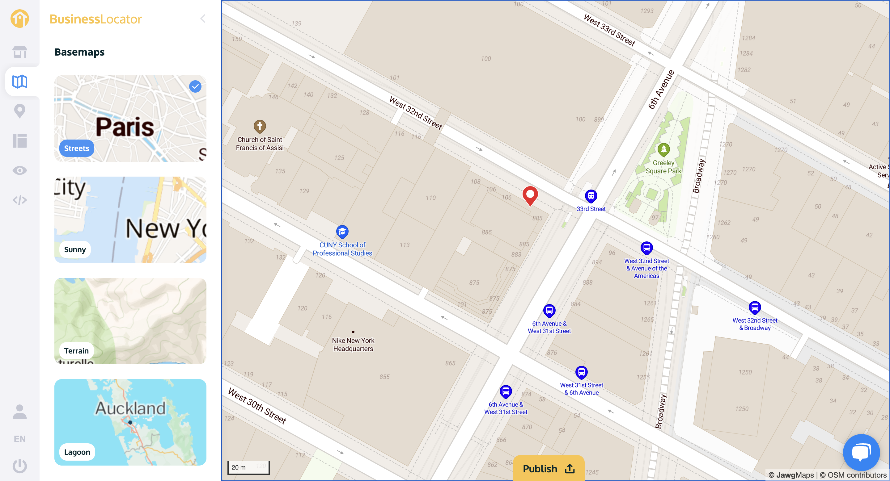 BusinessLocator Software - You can select your preferred basemap from 6 different styles.