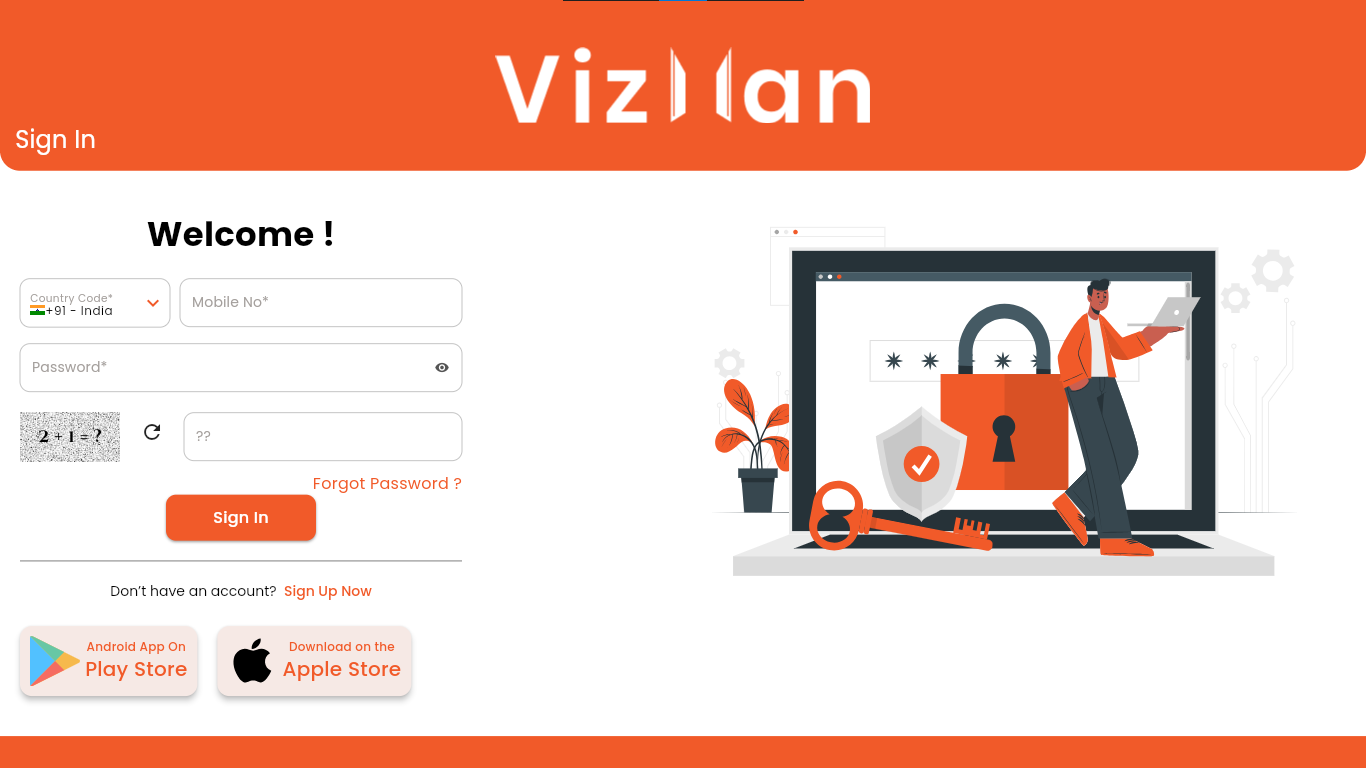VizMan screenshot: VizMan Login Page