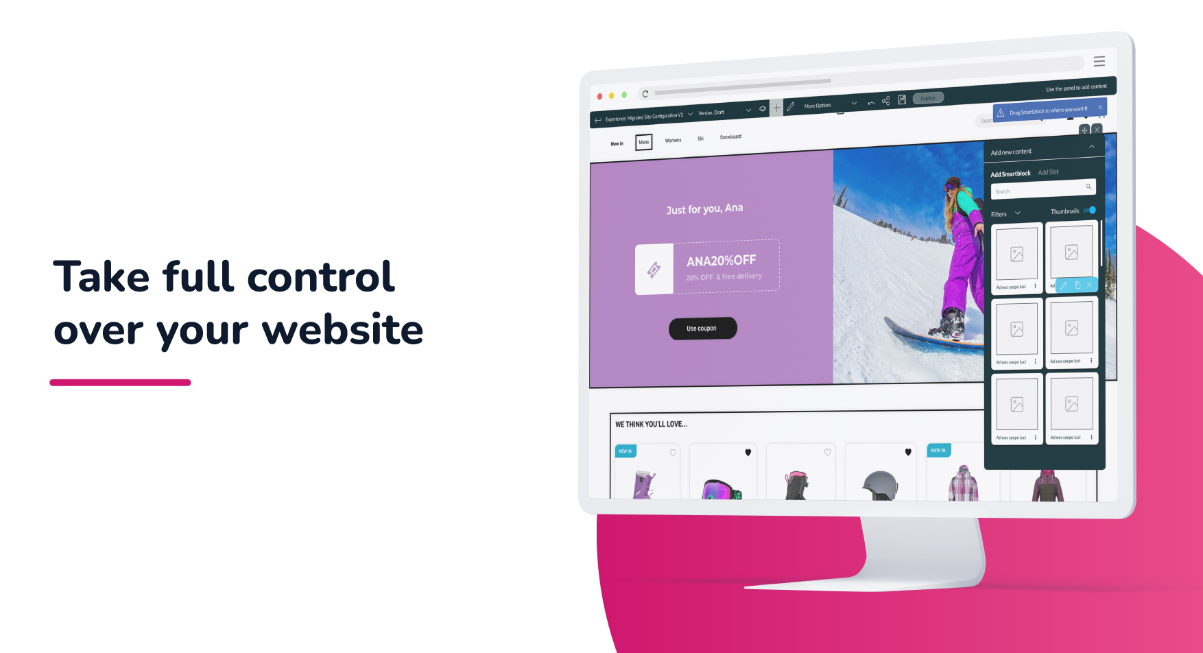 Fresh Relevance screenshot: Take full control over your website
