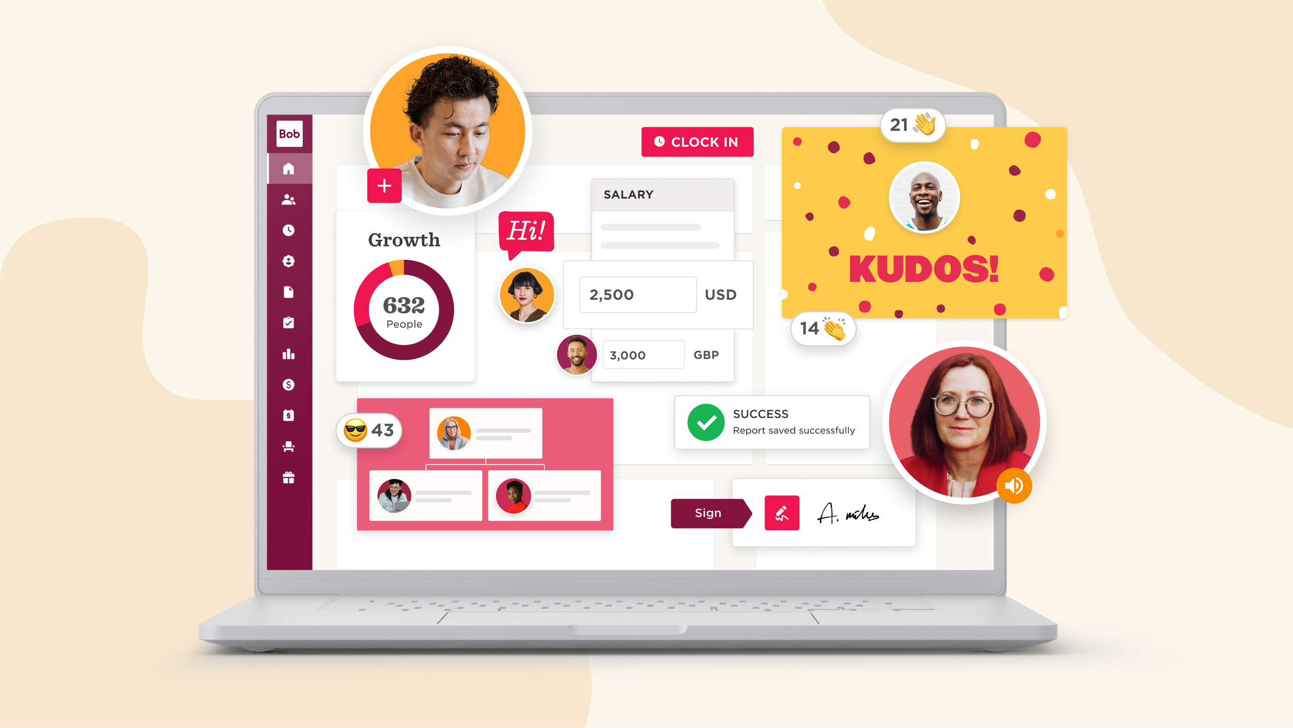 HiBob screenshot: HiBob dashboard