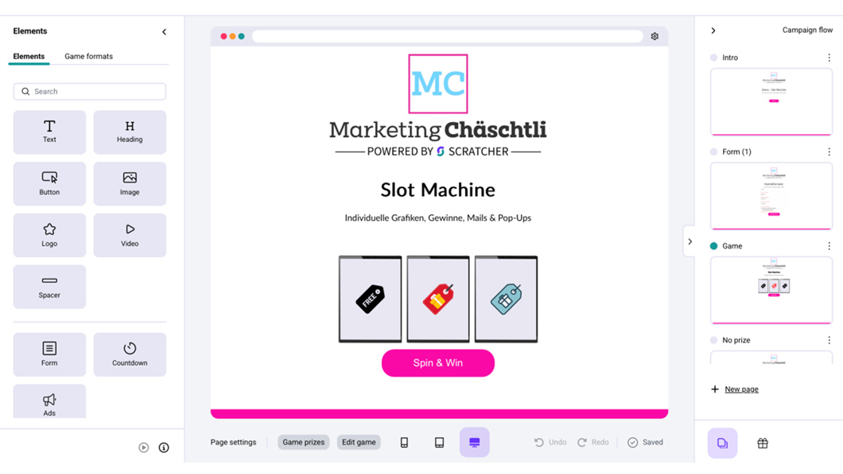 Marketing Chäschtli screenshot: Marketing Chäschtli individual gamification campaign
